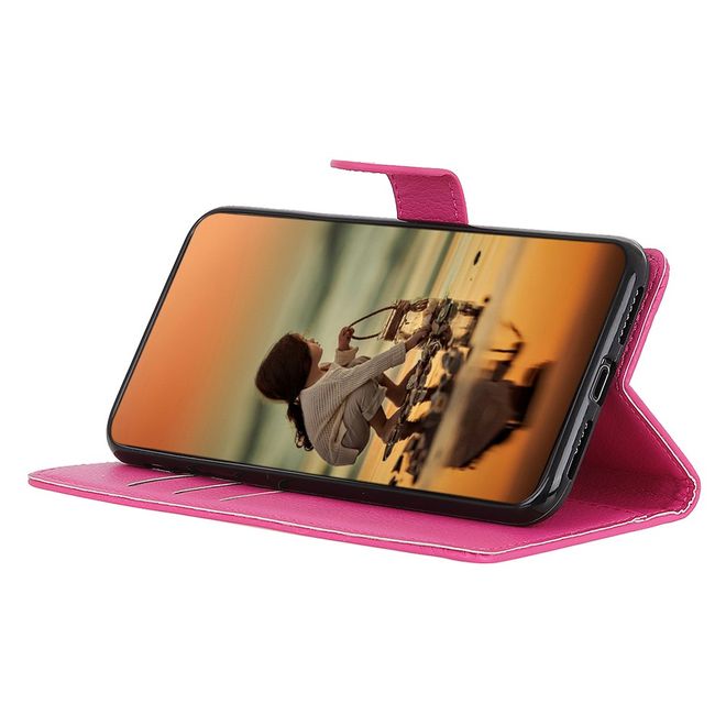 Google Pixel 6 Handy Hülle - Litchi Leder Bookcover Series - rosa