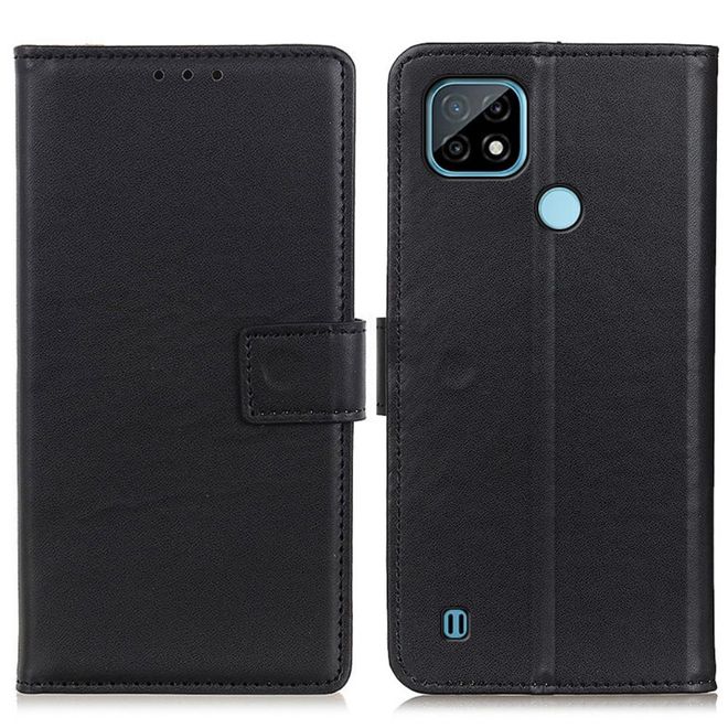 Realme C21 Handy Hülle - Classic II Leder Bookcover Series - schwarz