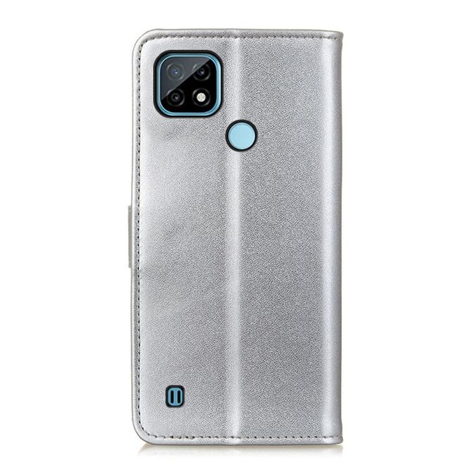 Realme C21 Handy Hülle - Classic II Leder Bookcover Series - silber