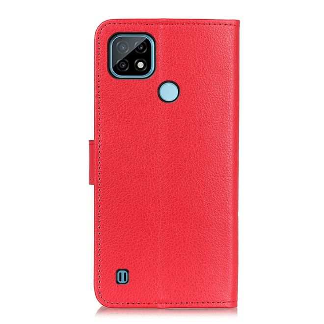 Realme C21 Handy Hülle - Litchi Leder Bookcover Series - rot