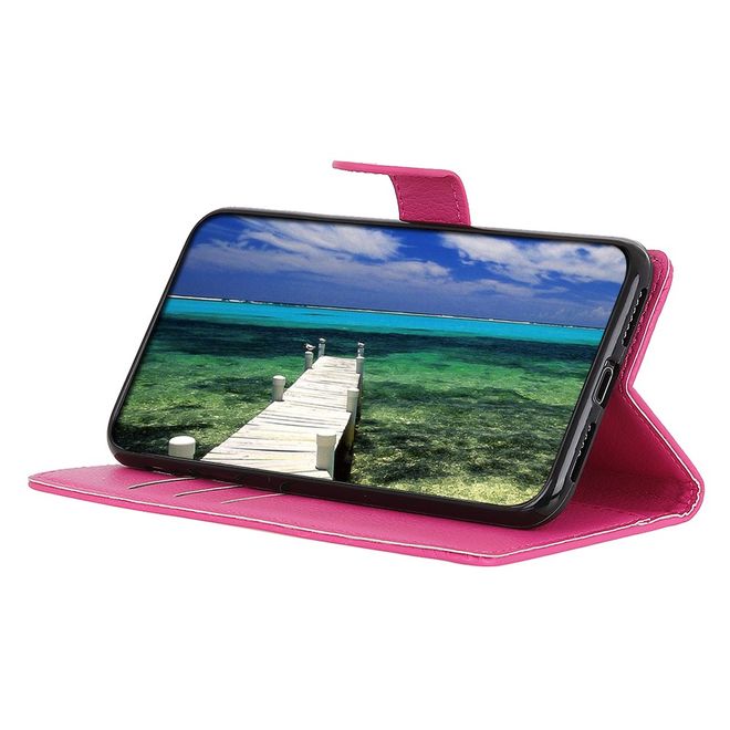 Realme C21 Handy Hülle - Litchi Leder Bookcover Series - rosa