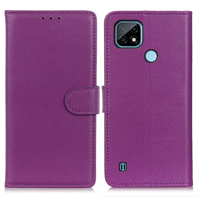 Realme C21 Handy Hülle - Litchi Leder Bookcover Series - purpur