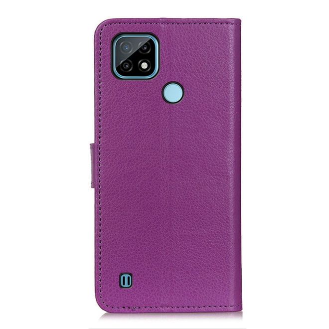 Realme C21 Handy Hülle - Litchi Leder Bookcover Series - purpur