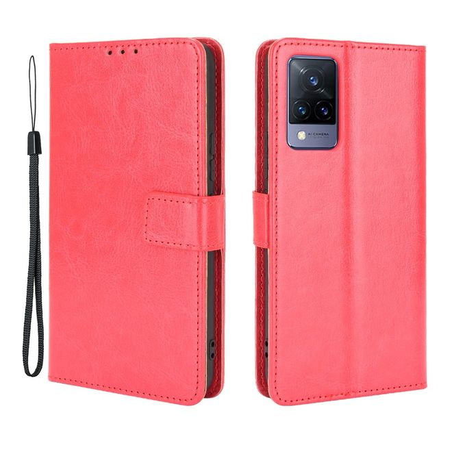 Vivo V21 5G Handyhülle - Crazy Horse III Leder Series Case - rot