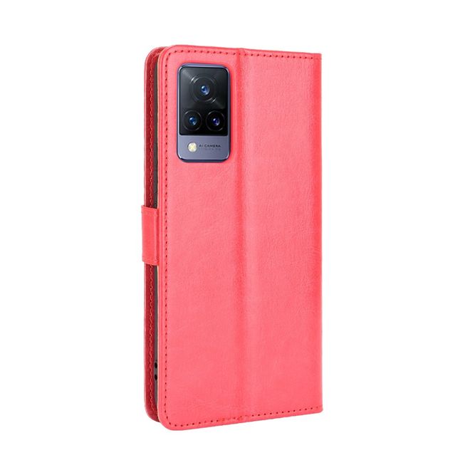 Vivo V21 5G Handyhülle - Crazy Horse III Leder Series Case - rot