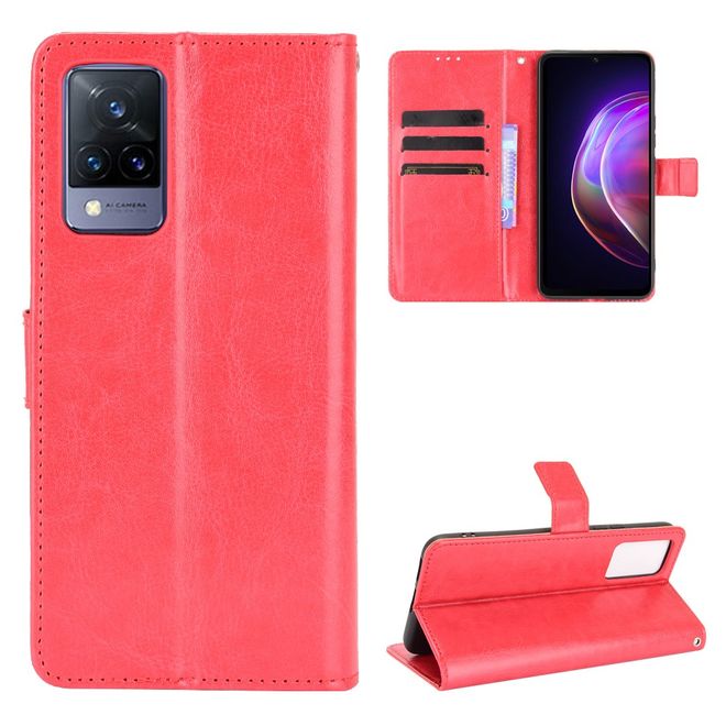 Vivo V21 5G Handyhülle - Crazy Horse III Leder Series Case - rot