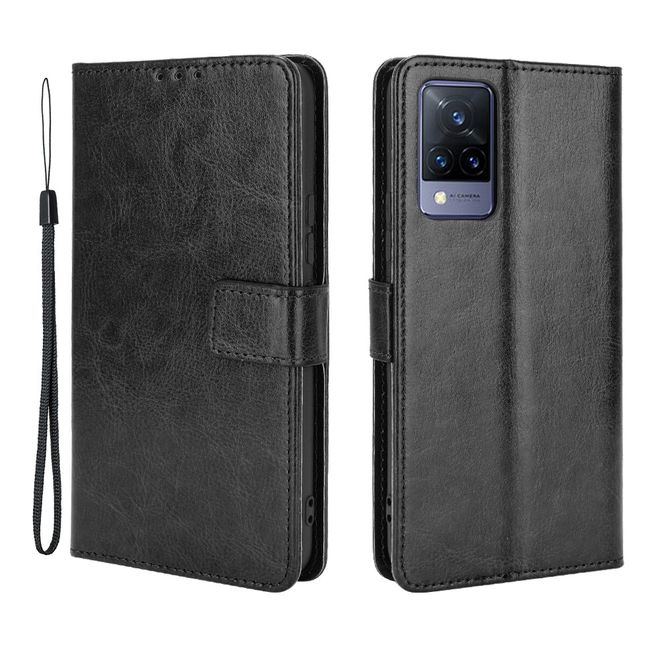 Vivo V21 5G Handyhülle - Crazy Horse III Leder Series Case - schwarz