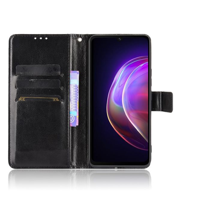 Vivo V21 5G Handyhülle - Crazy Horse III Leder Series Case - schwarz