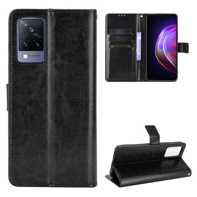 Vivo V21 5G Handyhülle - Crazy Horse III Leder Series Case - schwarz