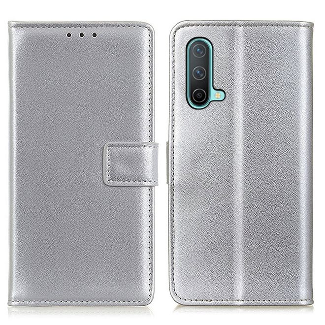 OnePlus Nord CE 5G Handy Hülle - Classic II Leder Bookcover Series - silber