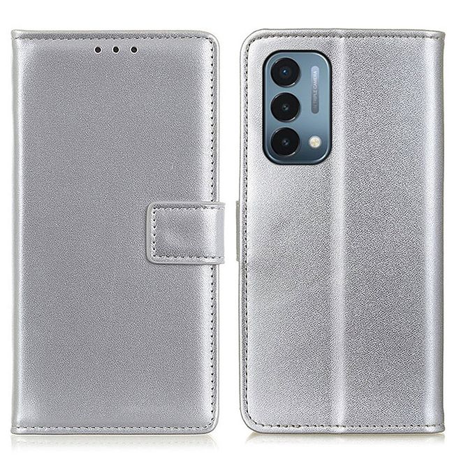 OnePlus Nord N200 5G Handy Hülle - Classic II Leder Bookcover Series - silber