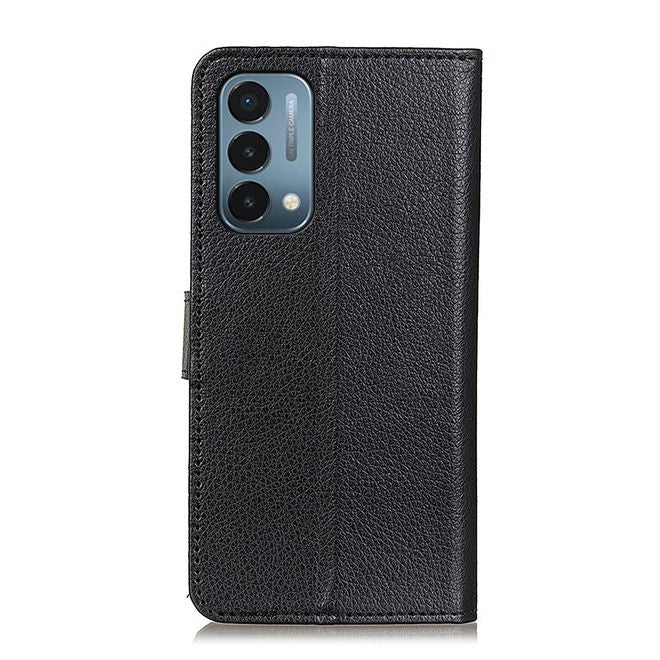 OnePlus Nord N200 5G Handy Hülle - Litchi Leder Bookcover Series - schwarz