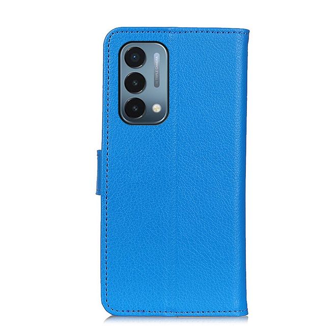 OnePlus Nord N200 5G Handy Hülle - Litchi Leder Bookcover Series - blau
