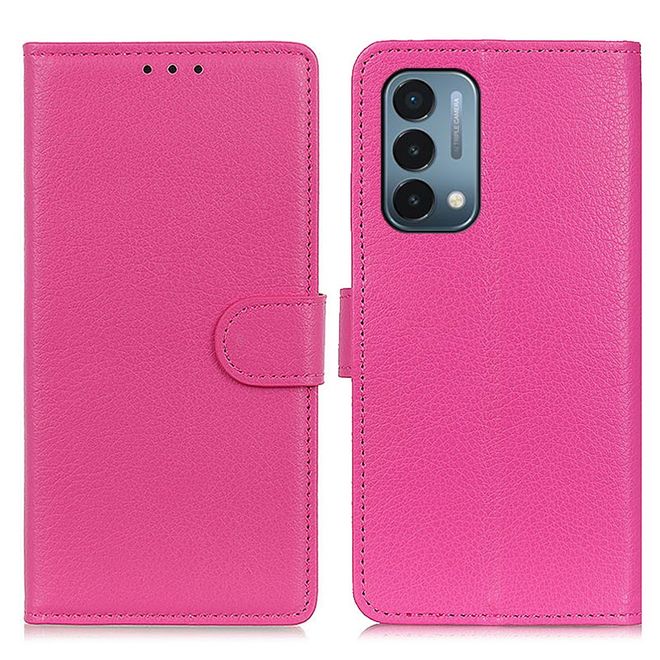 OnePlus Nord N200 5G Handy Hülle - Litchi Leder Bookcover Series - rosa