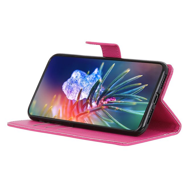 OnePlus Nord N200 5G Handy Hülle - Litchi Leder Bookcover Series - rosa