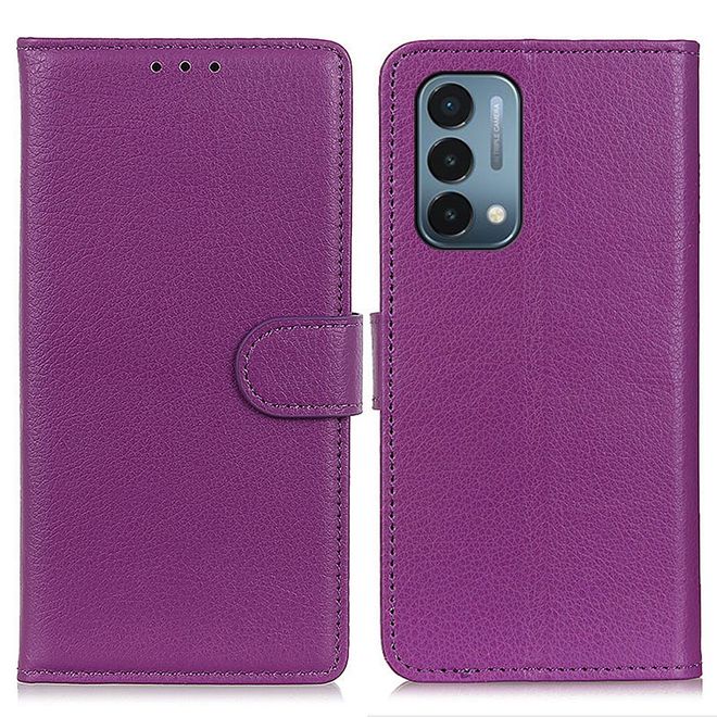 OnePlus Nord N200 5G Handy Hülle - Litchi Leder Bookcover Series - purpur