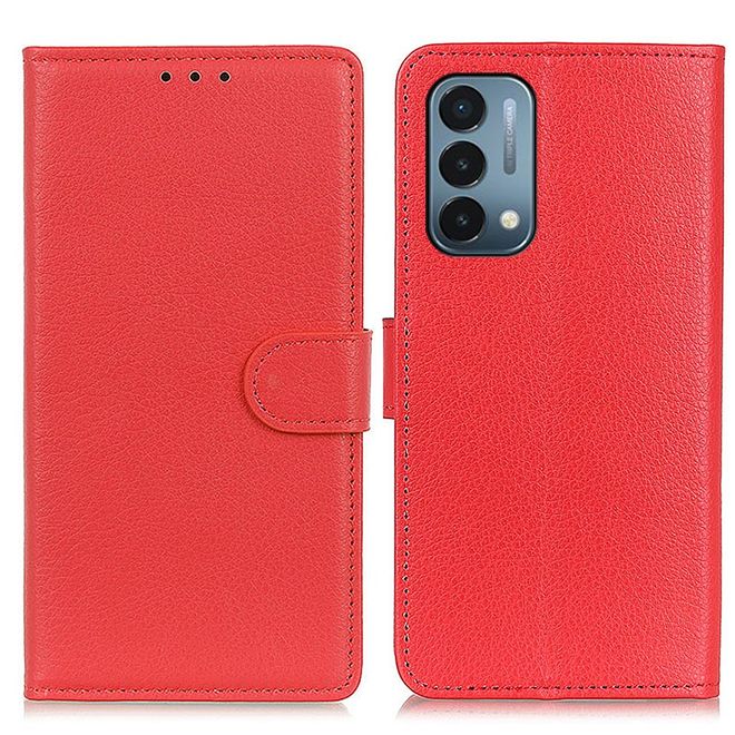 OnePlus Nord N200 5G Handy Hülle - Litchi Leder Bookcover Series - rot
