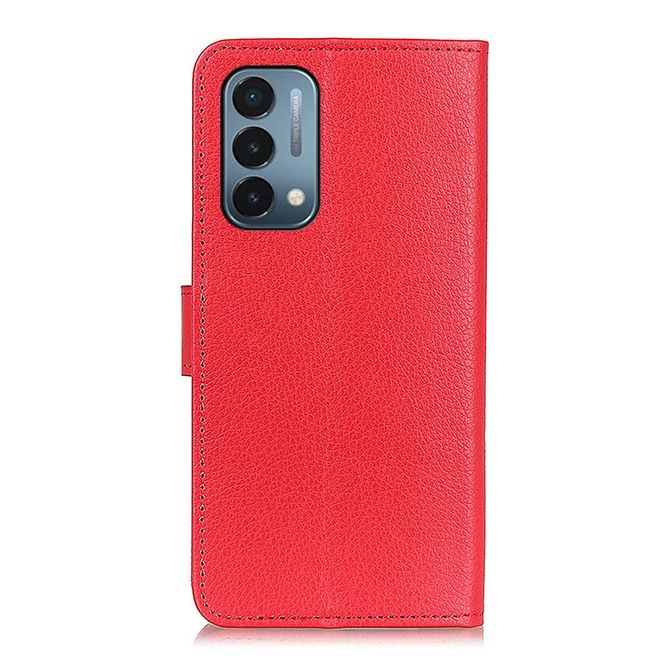 OnePlus Nord N200 5G Handy Hülle - Litchi Leder Bookcover Series - rot
