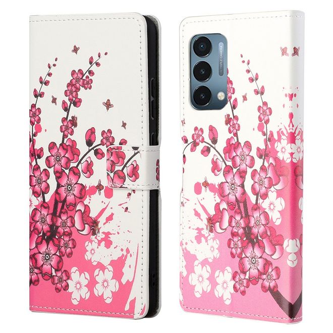 OnePlus Nord N200 5G Handy Hülle - Leder Bookcover Image Series - pinke Blumen