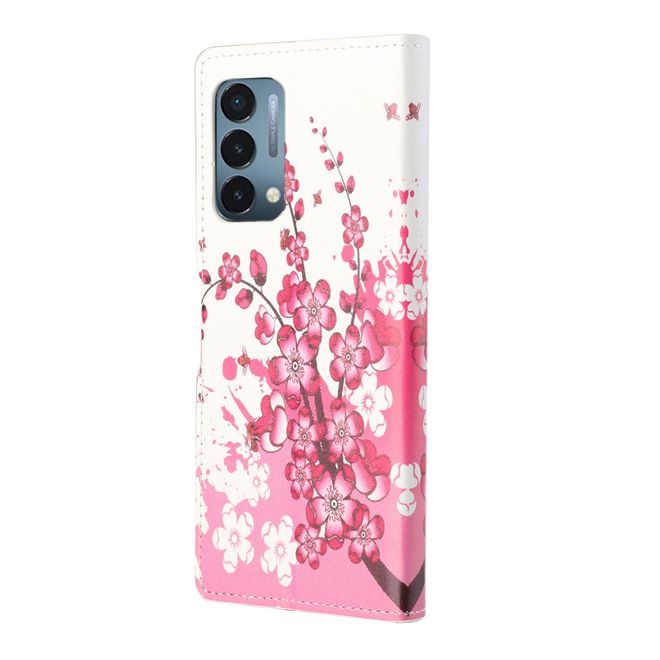 OnePlus Nord N200 5G Handy Hülle - Leder Bookcover Image Series - pinke Blumen