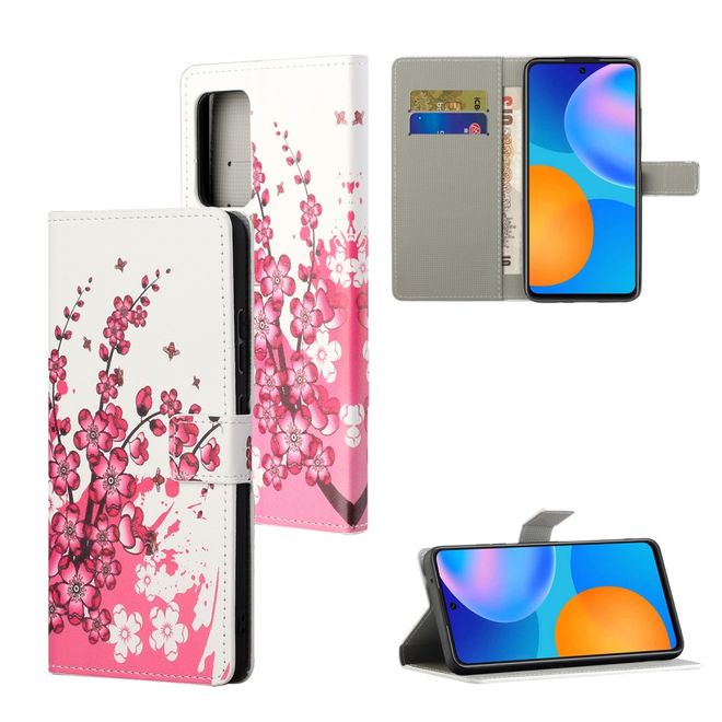 OnePlus Nord N200 5G Handy Hülle - Leder Bookcover Image Series - pinke Blumen