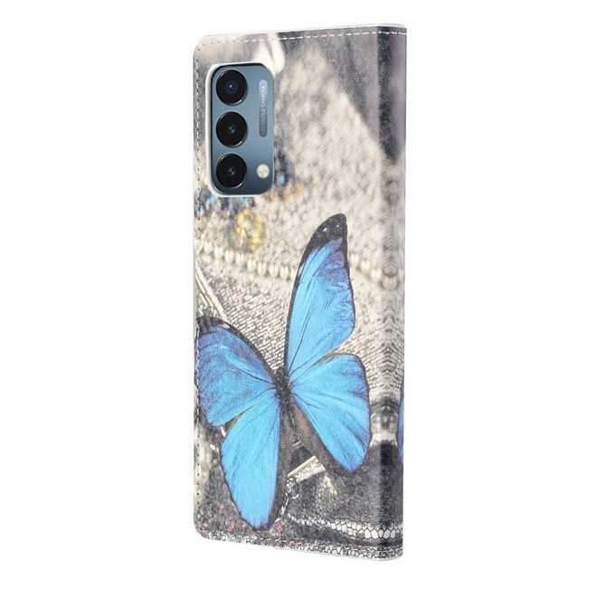 OnePlus Nord N200 5G Handy Hülle - Leder Bookcover Image Series - blauer Schmetterling