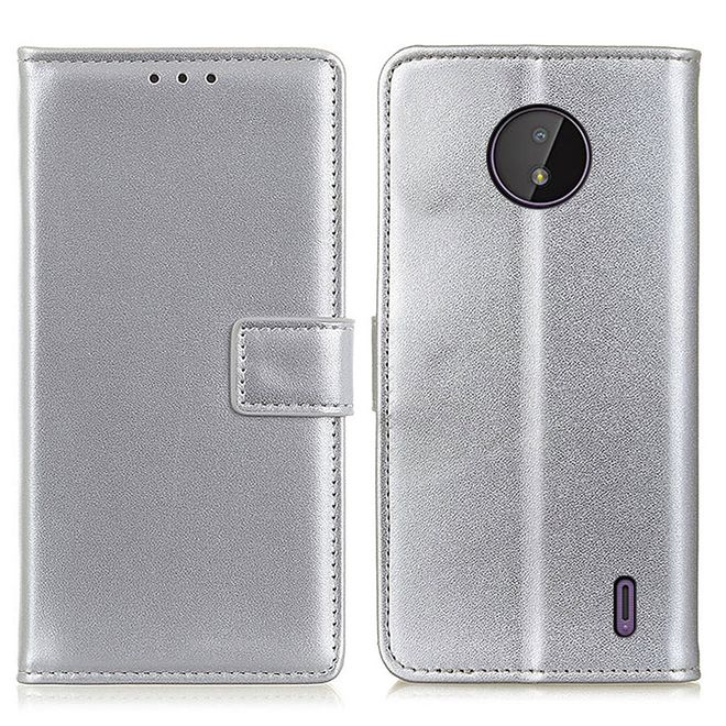 Nokia C10 / C20 Handy Hülle - Classic II Leder Bookcover Series - silber