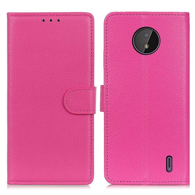 Nokia C10 / C20 Handy Hülle - Litchi Leder Bookcover Series - rosa