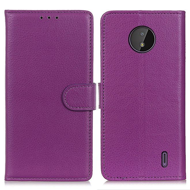 Nokia C10 / C20 Handy Hülle - Litchi Leder Bookcover Series - purpur