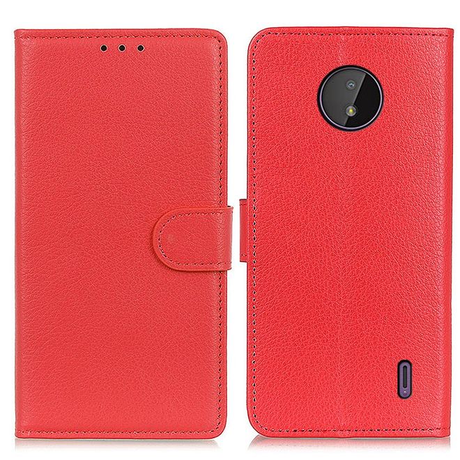 Nokia C10 / C20 Handy Hülle - Litchi Leder Bookcover Series - rot