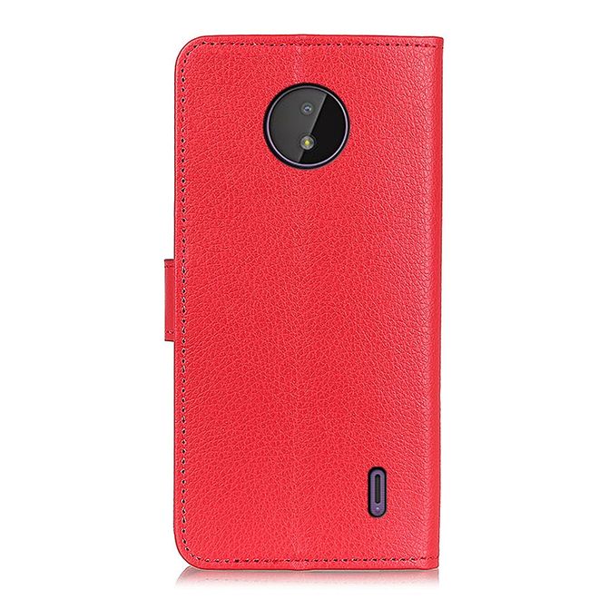 Nokia C10 / C20 Handy Hülle - Litchi Leder Bookcover Series - rot