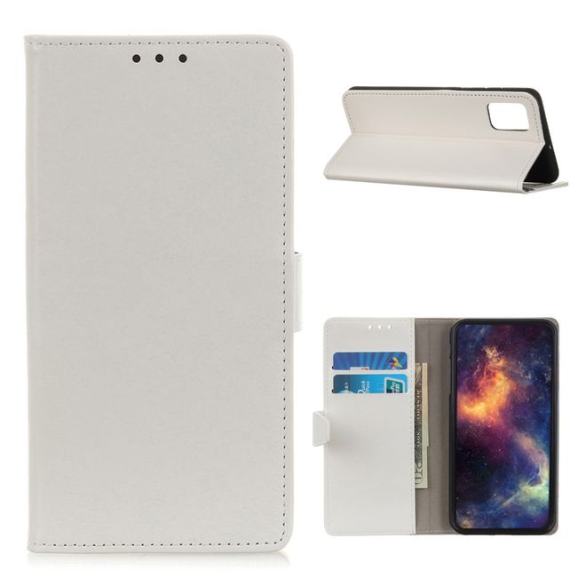 Samsung Galaxy A02s Handyhülle - Crazy Horse Leder Bookcover Series - weiss