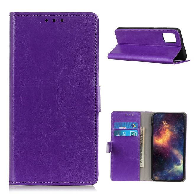 Samsung Galaxy A02s Handyhülle - Crazy Horse Leder Bookcover Series - purpur