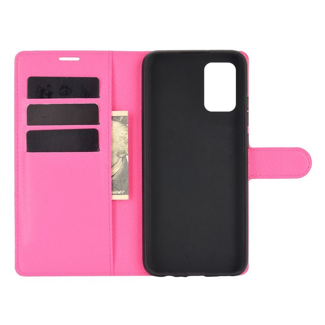 Samsung Galaxy A02s Handy Hülle - Litchi Leder Bookcover Series - rosa