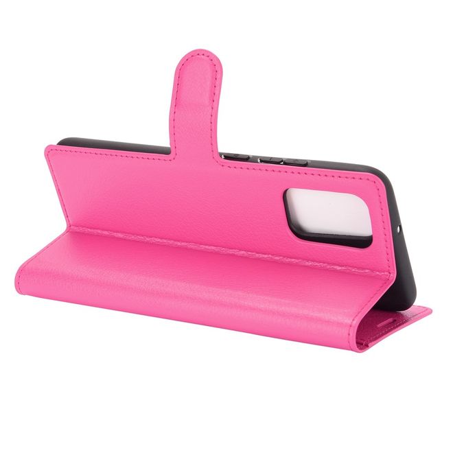 Samsung Galaxy A02s Handy Hülle - Litchi Leder Bookcover Series - rosa