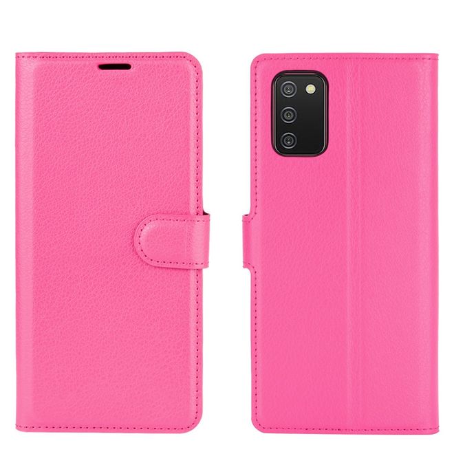 Samsung Galaxy A02s Handy Hülle - Litchi Leder Bookcover Series - rosa