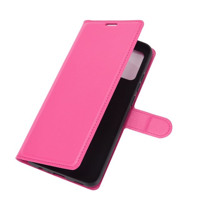 Samsung Galaxy A02s Handy Hülle - Litchi Leder Bookcover Series - rosa