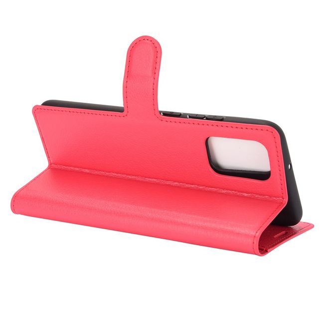 Samsung Galaxy A02s Handy Hülle - Litchi Leder Bookcover Series - rot