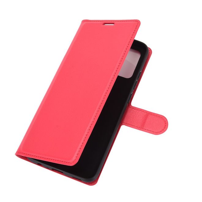 Samsung Galaxy A02s Handy Hülle - Litchi Leder Bookcover Series - rot