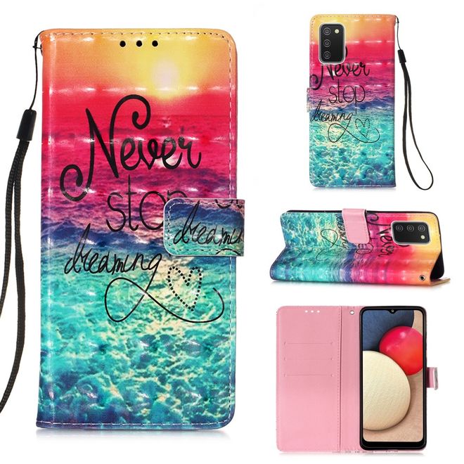 Samsung Galaxy A02s Handy Hülle - Leder Bookcover Image Series - Never Stop Dreaming