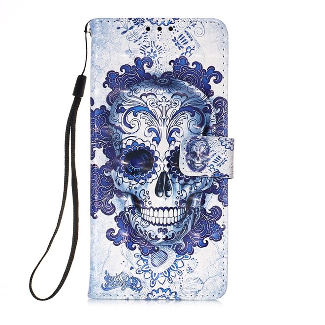 Samsung Galaxy A02s Handy Hülle - Leder Bookcover Image Series - Totenkopf