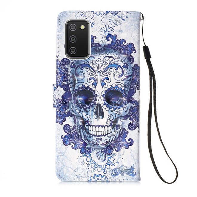 Samsung Galaxy A02s Handy Hülle - Leder Bookcover Image Series - Totenkopf