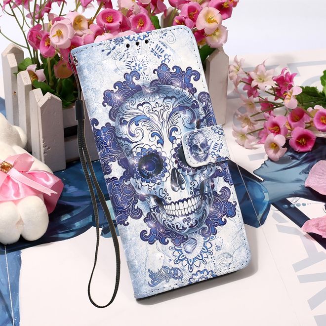 Samsung Galaxy A02s Handy Hülle - Leder Bookcover Image Series - Totenkopf