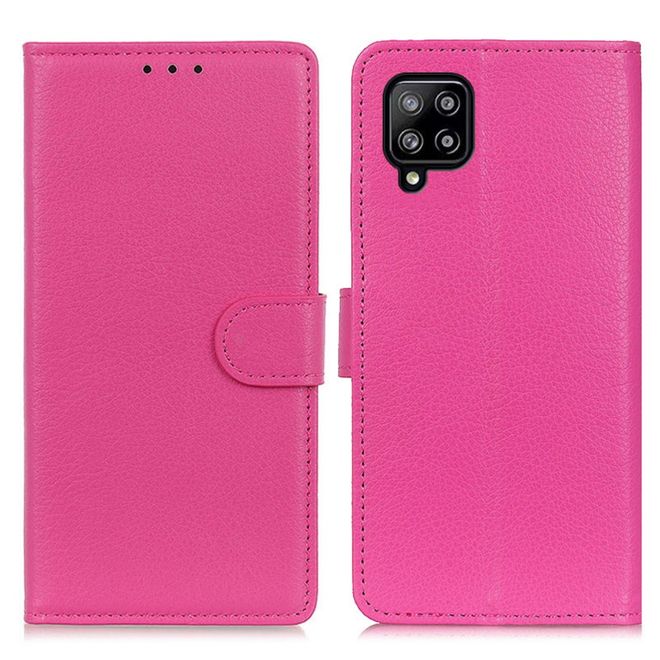 Samsung Galaxy A22 4G Handy Hülle - Litchi Leder Bookcover Series - rosa