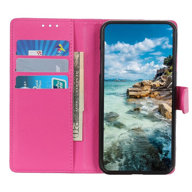 Samsung Galaxy A22 4G Handy Hülle - Litchi Leder Bookcover Series - rosa