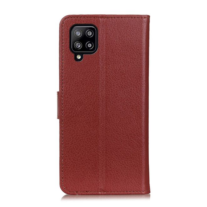 Samsung Galaxy A22 4G Handy Hülle - Litchi Leder Bookcover Series - braun