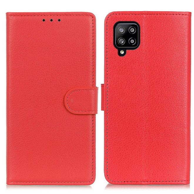 Samsung Galaxy A22 4G Handy Hülle - Litchi Leder Bookcover Series - rot