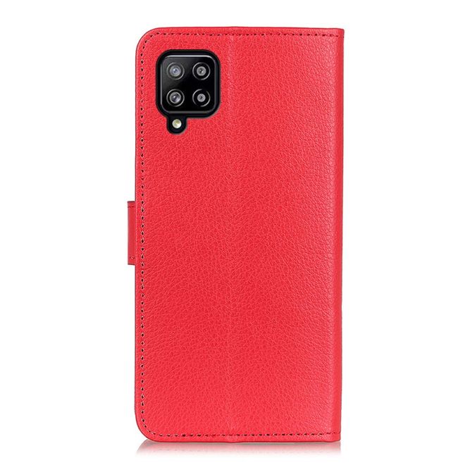 Samsung Galaxy A22 4G Handy Hülle - Litchi Leder Bookcover Series - rot