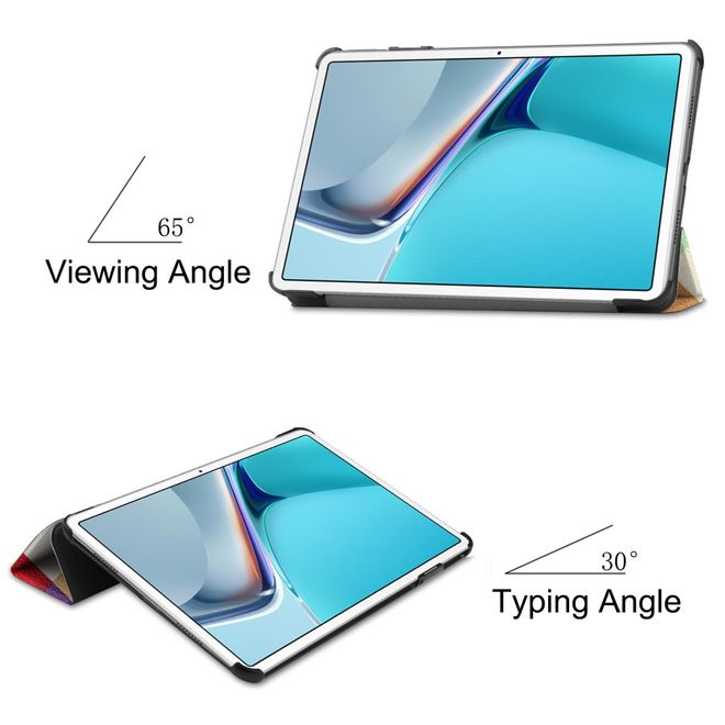 Huawei MatePad 11 (2021) Hülle - Dreifach faltbares Case aus Leder - Vierecke