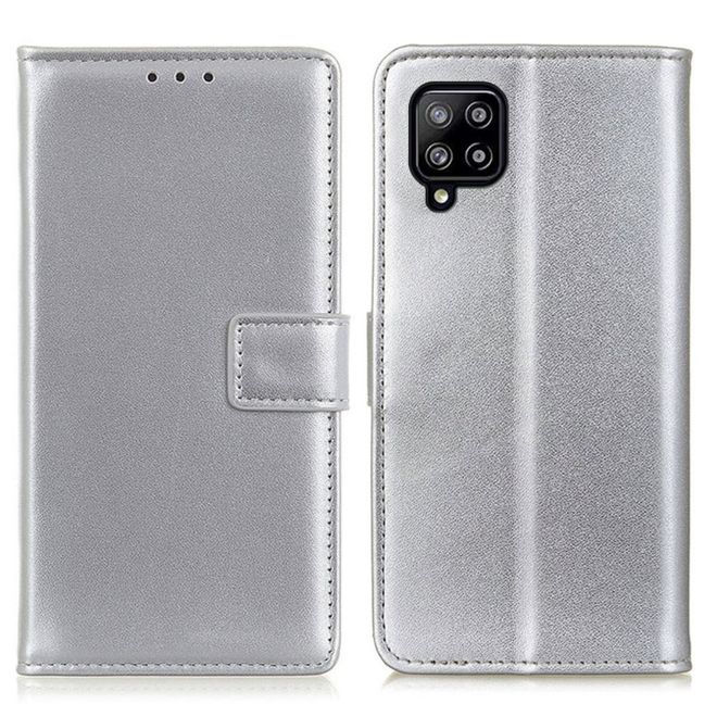 Samsung Galaxy A22 4G Handy Hülle - Classic II Leder Bookcover Series - silber